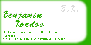 benjamin kordos business card